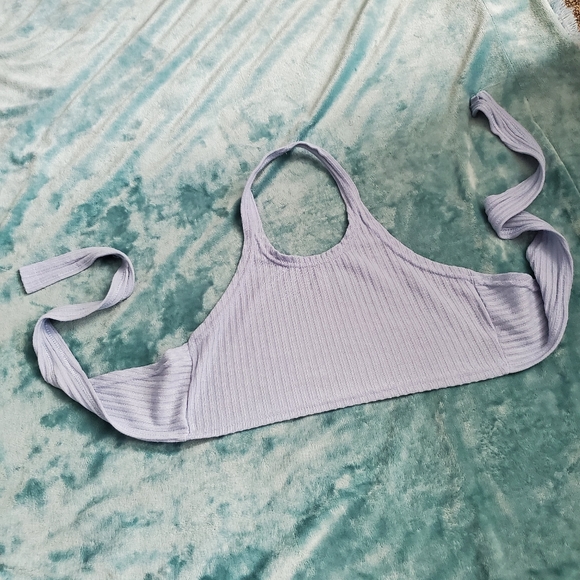 BABY BLUE RIBBED CROPPED HALTER TOP! - Picture 8 of 11
